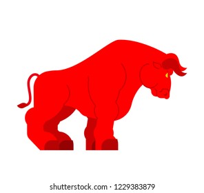 Bull red strong isolated. Big power buffalo