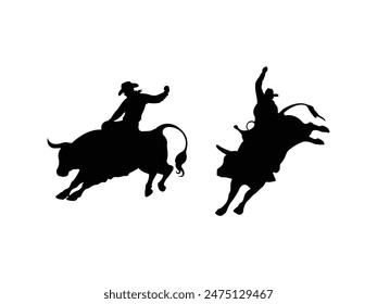 Bull Rider Symbol Vektorgrafik. Bull Rider Silhouette isoliert weißen Hintergrund. Vektorillustration