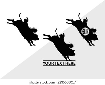 Bull Rider Monogram Vector Illustration Silhouette svg