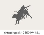 Bull rider silhouette symbol or logo vector
