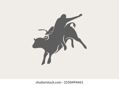 Símbolo de la silueta del jinete del toro o Vector del logotipo