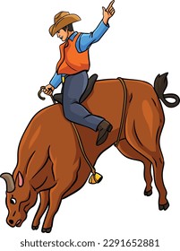 Illustration zum farbigen Clip-Clipart von Bull Riding