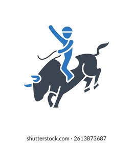Bull Riding Icon On White Background