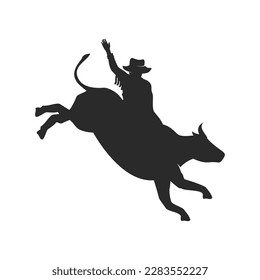 Bull riding rodeo logo vector flat design template