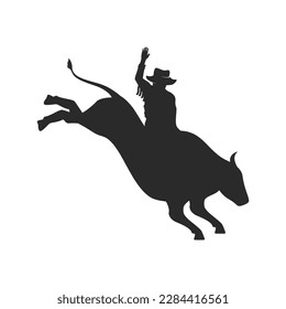 Bull riding rodeo logo vector flat design template