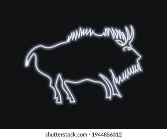 bull rock painting, neon vector illustrations