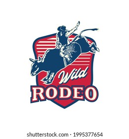 Bull Rodeo vector illustration logo design, perfect for rodeo competition and club logo also tshirt design