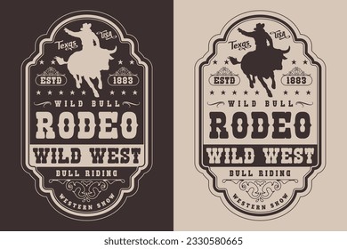 Bull rodeo vintage poster monochrome invitations for daredevils to become participants in extreme sports competitions in wild west vector illustration
