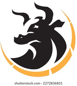 Bull With round vector for logo design