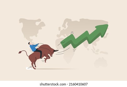 Bull run or bullish market trend in crypto currency or stocks. The recovery of the economy or the stock market from the stagnation.