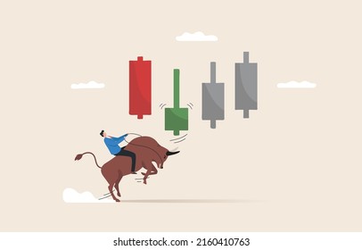 Bull run or bullish market trend in crypto currency or stocks. The recovery of the economy or the stock market from the stagnation. The candlestick reversed an uptrend.