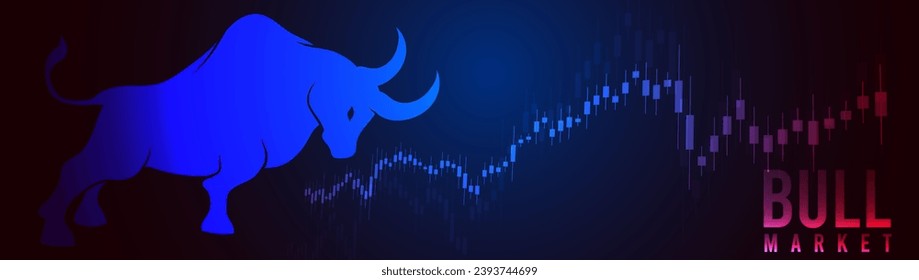 Bull Run oder bullish Markttrend in Krypto-Währung oder -Aktien. Handelsaustausch-Hintergrund, Pfeil-nach-oben-Grafik für die Erhöhung der Kurse.