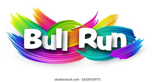 Bull Run crypto phrase in bold white text with vivid brush strokes. Vector illustration for digital finance themes.