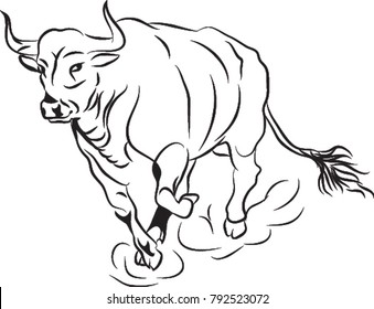 Bull running, Bull line art, Bull clipart