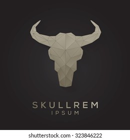Bull scull logo template for business. Abstract bull head with grid lines. Vector illustration.