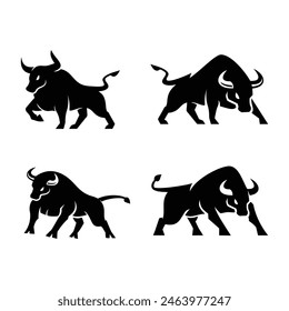 Bull set vector logo design template