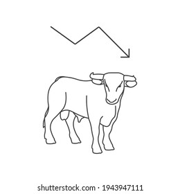 Bull shape  with symbol of stock market trends on them. Vector illustration.
