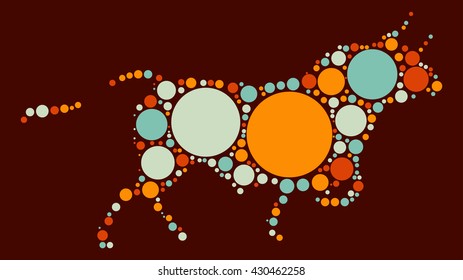 bull shape vector design by color point