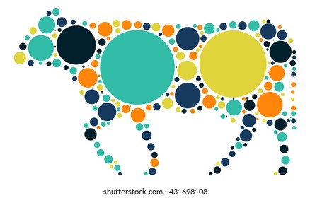 bull shape vector design by color point