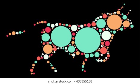 bull shape vector design by color point