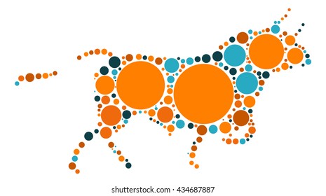 bull shape vector design by color point
