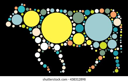 bull shape vector design by color point