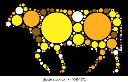 bull shape vector design by color point