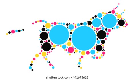 bull shape vector design by color point