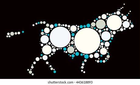 bull shape vector design by color point