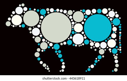 bull shape vector design by color point