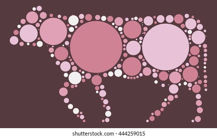 bull shape vector design by color point