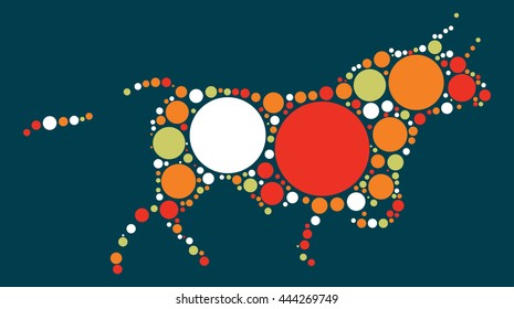 bull shape vector design by color point