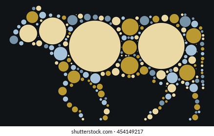 bull shape vector design by color point