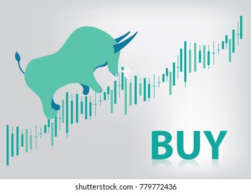 Bull shapes made of minimal design with symbols of stock market trends on them. Vector illustration.