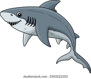 Bull Shark Cartoon Colored Clipart Illustration