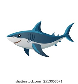 Bull Shark Under water animal flat vector illustration.