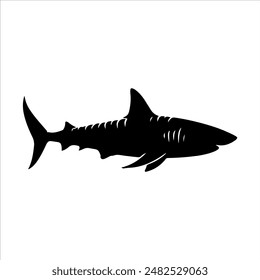 Bull shark vector silhouette isolated on white background. Bull shark icon illustration design.