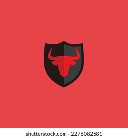 Bull shield buffalo guard protection logo icon vector