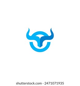 Bull shield in circle logo vector mascot illustration