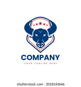 bull shield for defense or security logo. bull head logo for community, company brand