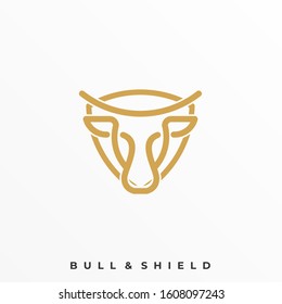 Bull Shield Illustration Vector Template. Suitable for Creative Industry, Multimedia, entertainment, Educations, Shop, and any related business