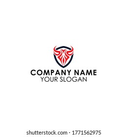 Bull and Shield Logo Design Vector