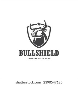 Bull and Shield Logo Design Vector Image