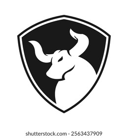 Bull and Shield Logo Design Vector
