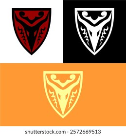 bull shield logo vector icon
