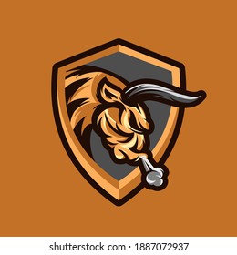 BULL SHIELD MASCOT LOGO CREATIVE