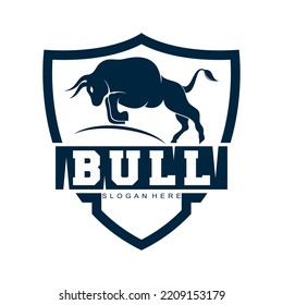 Bull and shield vector logo