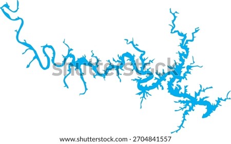 Bull Shoals Lake Map Shape Reservoir in Arkansas and Missouri