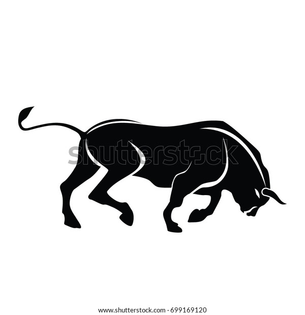 Bull Silhouette Angry Stock Vector (Royalty Free) 699169120