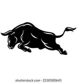 Bull Silhouette Charging Vector Illustration Icon